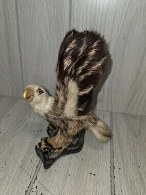 Vtg Bald Eagle Real Rabbit Fur 7" Unique Realistic American USA National Bird